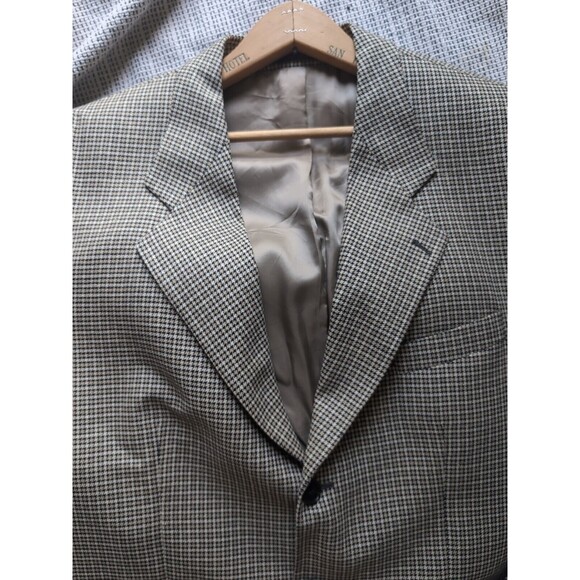 Jacobson's Men's 40 Tan Brown Check Silk Wool 3-Button Blazer Sport Coat Blazer - Picture 5 of 12
